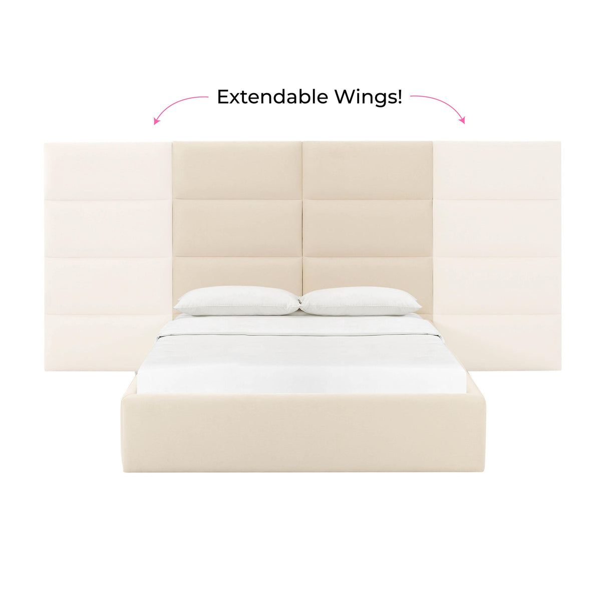 TOV Eliana Cream Velvet Queen Wings (Set of 2)