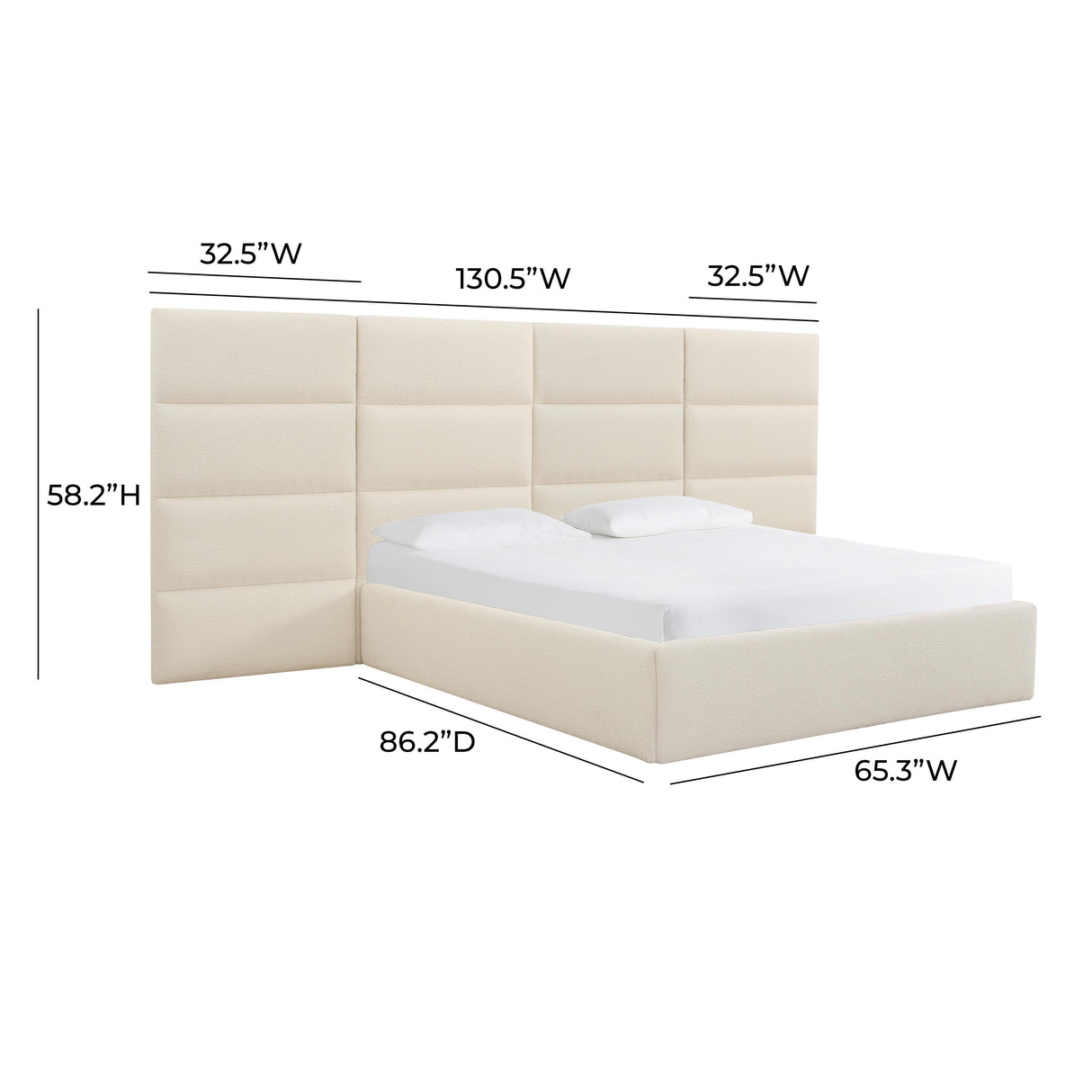 TOV Eliana Cream Boucle Queen Wings (Set of 2)