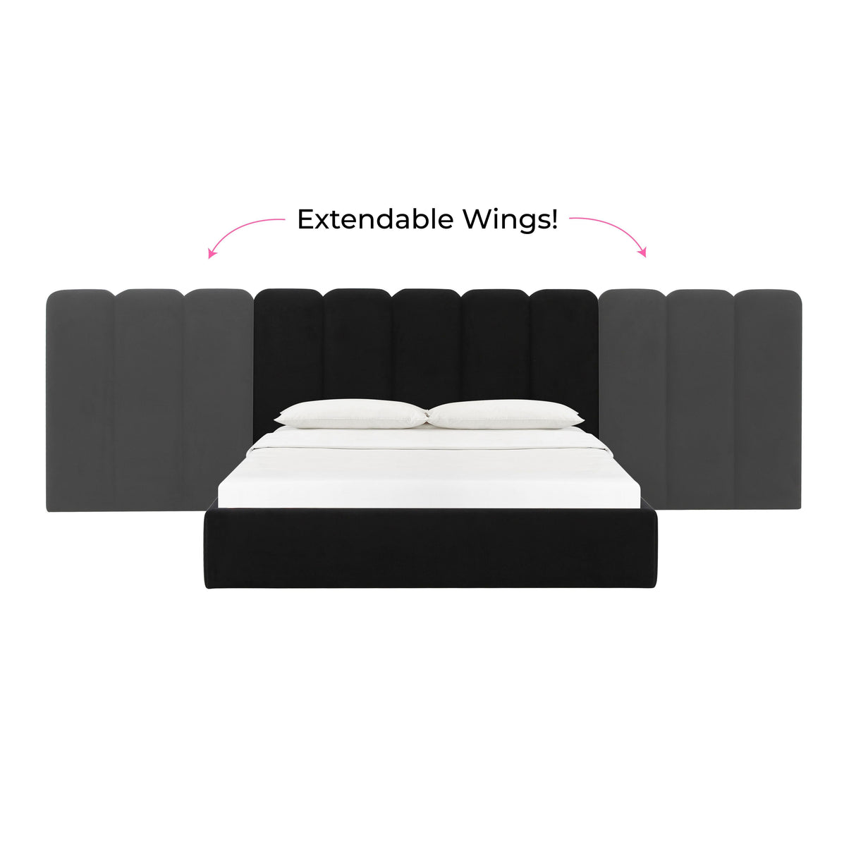TOV Palani Black Velvet Wings - Queen or King (Set of 2)