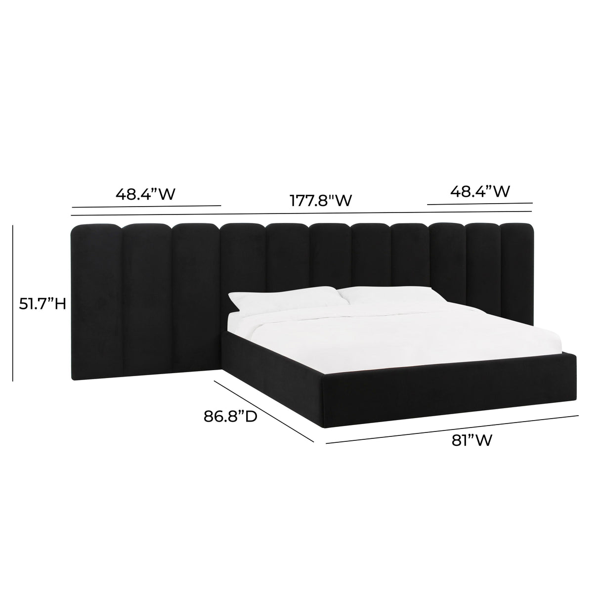 TOV Palani Black Velvet Wings - Queen or King (Set of 2)