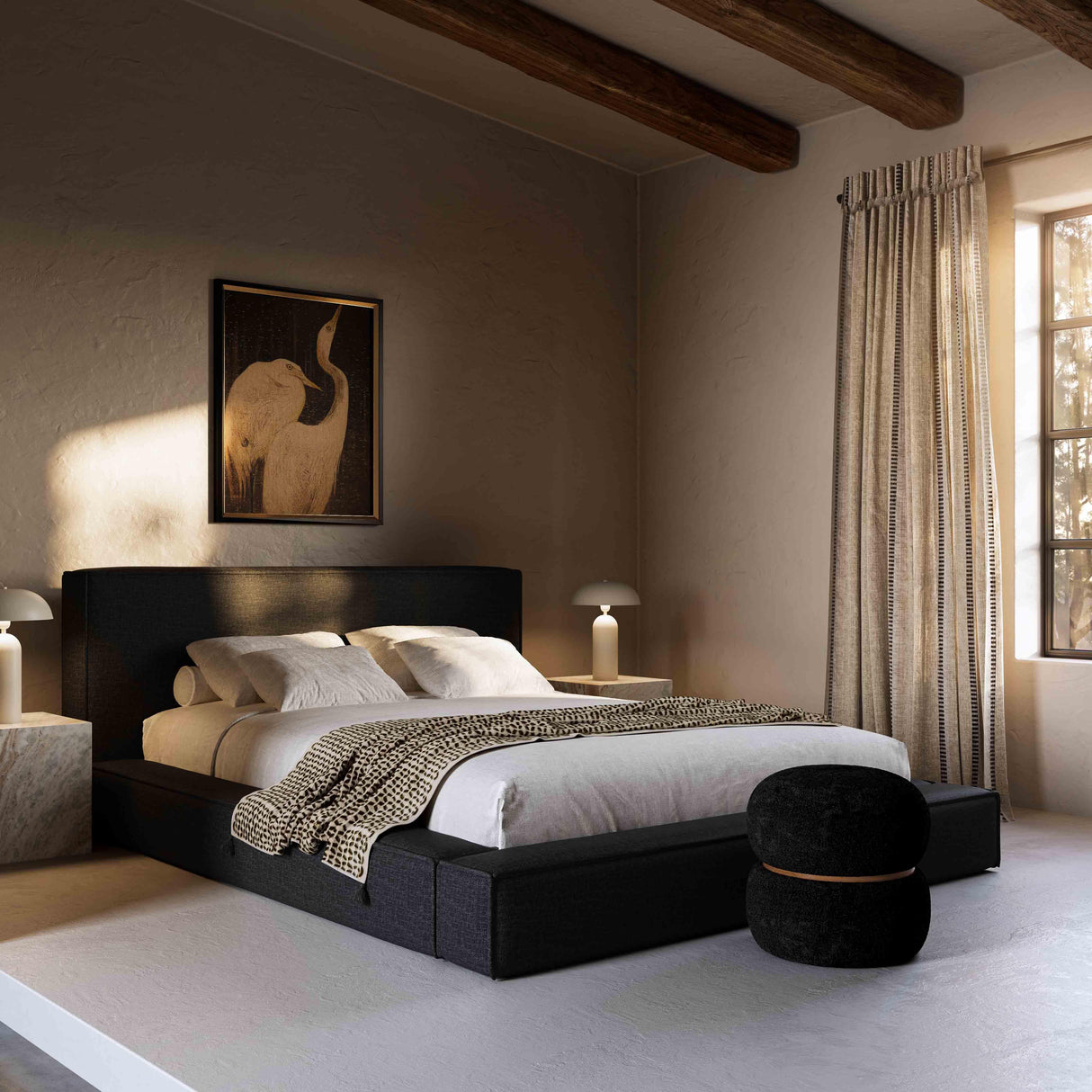 TOV Olafur Black Linen King Bed