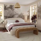 TOV Bara Cream Textured Velvet Queen Bed