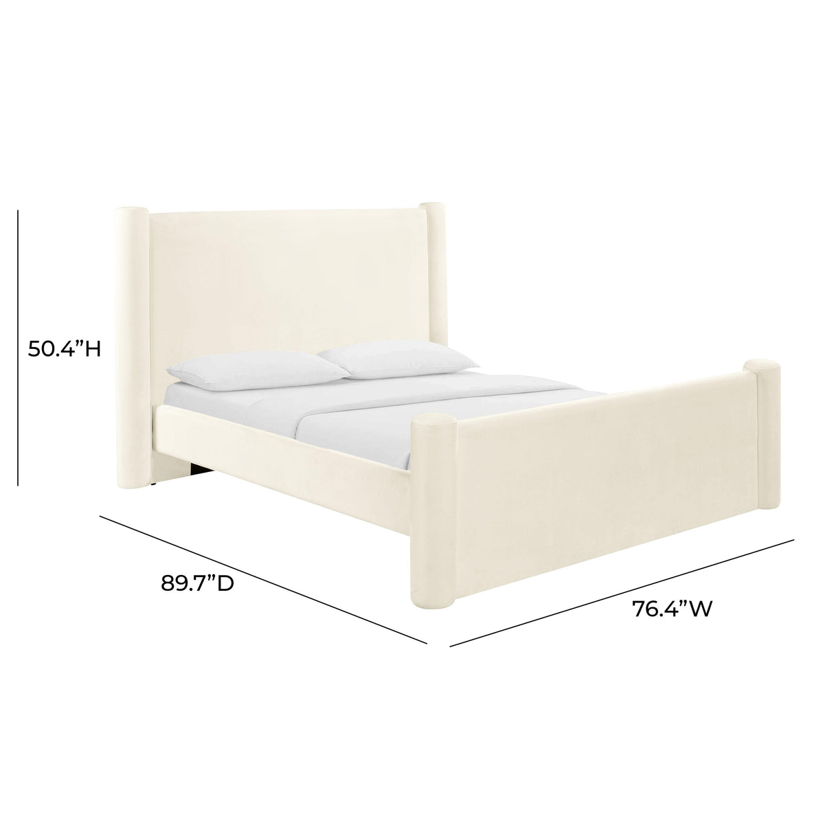 TOV Athara Cream Velvet Queen Bed
