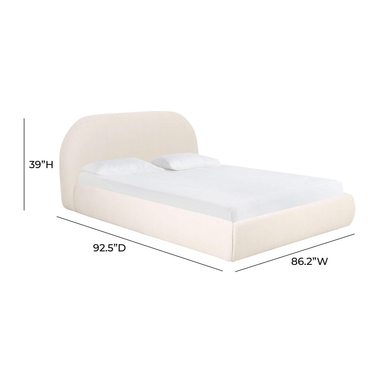 TOV Bara Cream Textured Velvet King Bed