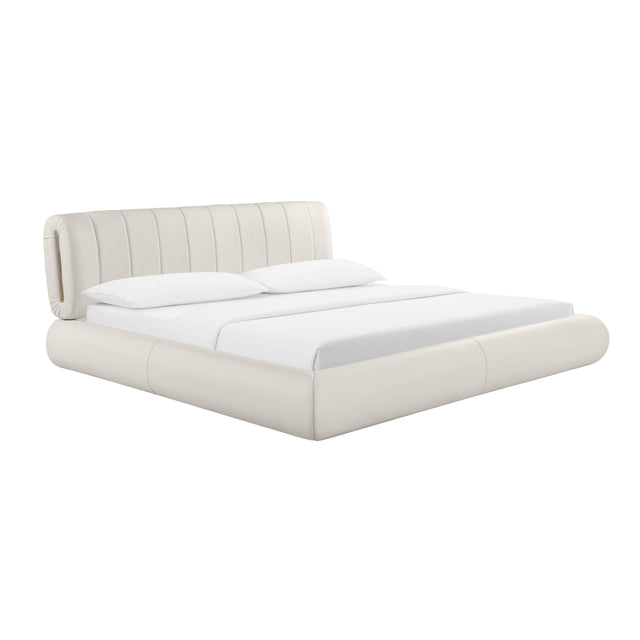TOV Karol Cream Vegan Leather Queen Bed