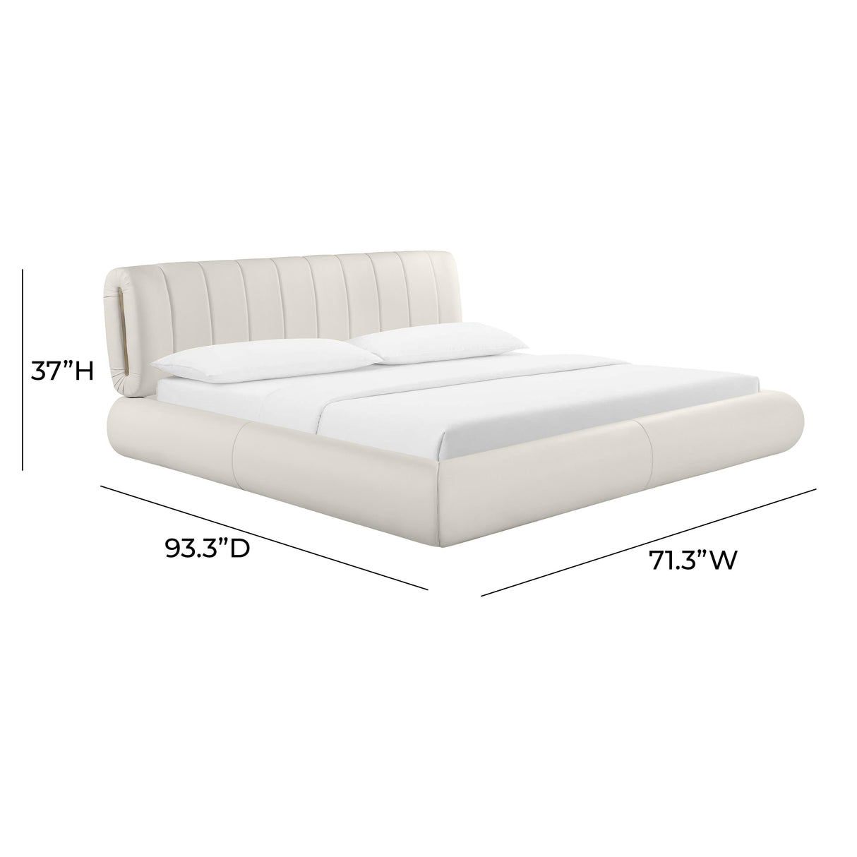 TOV Karol Cream Vegan Leather Queen Bed