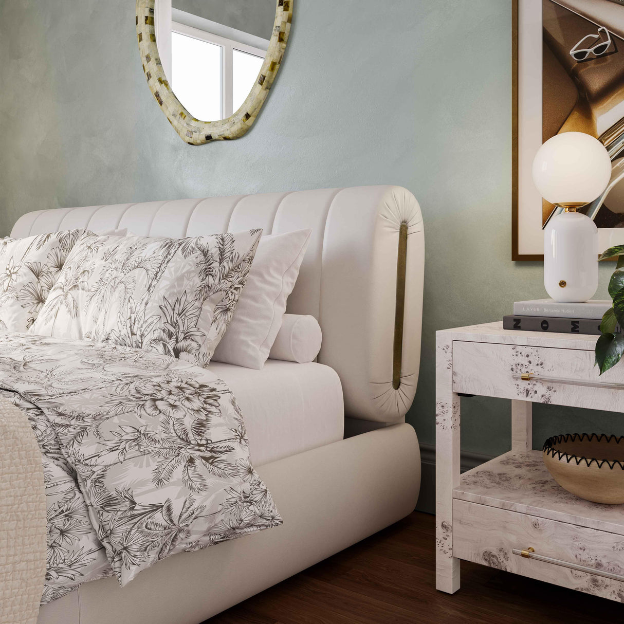 TOV Karol Cream Vegan Leather King Bed