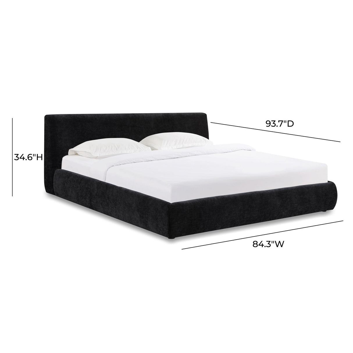 TOV Isla Black Textured Velvet King Bed