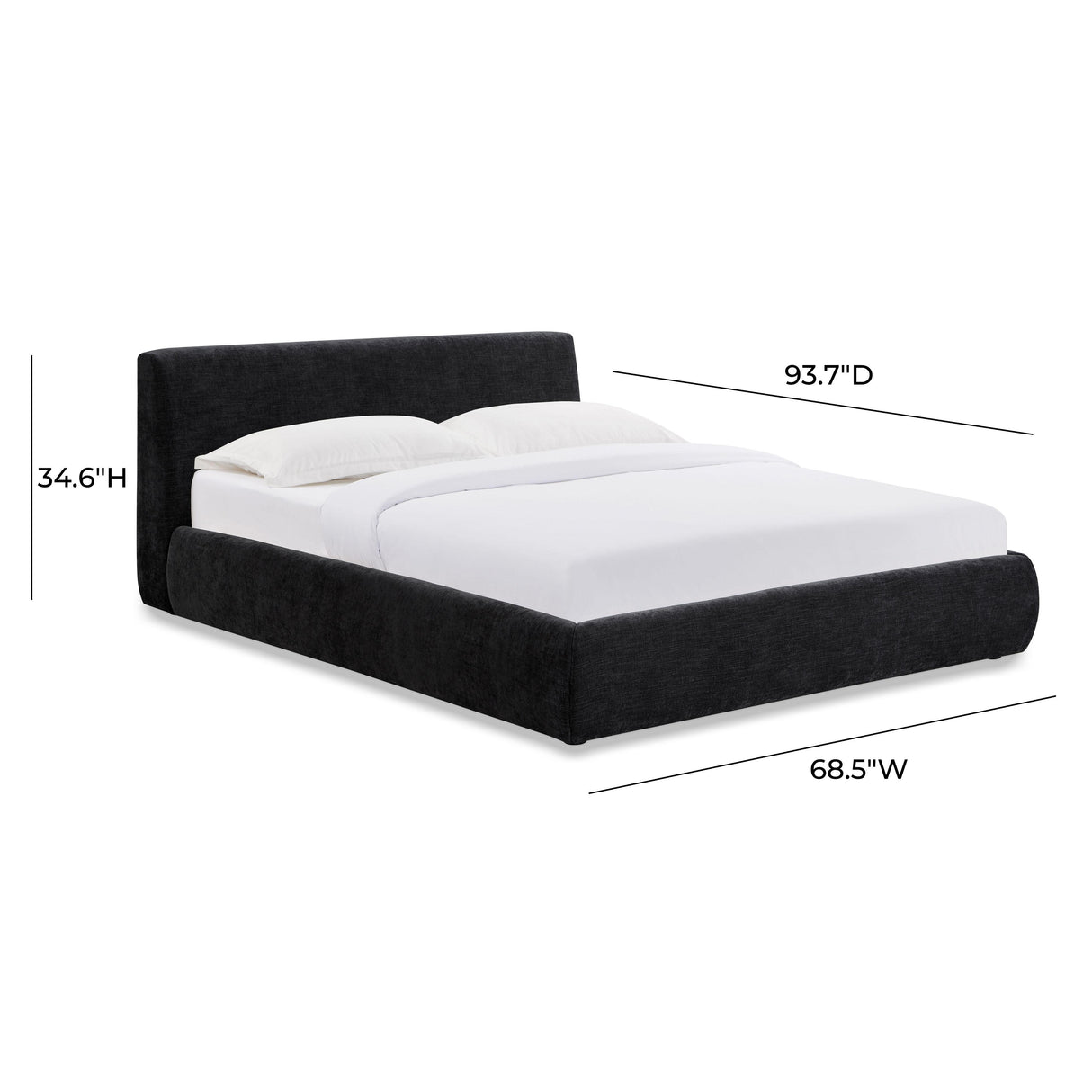 TOV Isla Black Textured Velvet Queen Bed