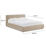 TOV Isla Taupe Textured Velvet Queen Bed