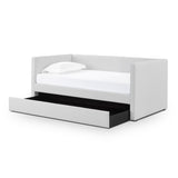 TOV Alice Light Grey Linen Twin Trundle Bed