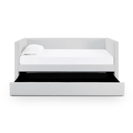 TOV Alice Light Grey Linen Twin Trundle Bed