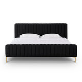 TOV Angela Black Upcycled Linen King Bed