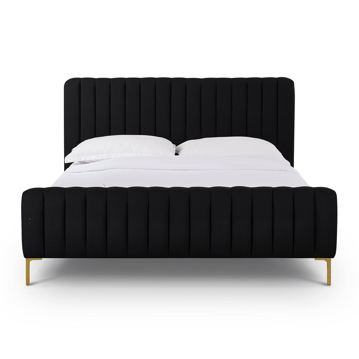 TOV Angela Black Upcycled Linen Queen Bed