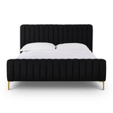 TOV Angela Black Upcycled Linen Queen Bed