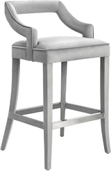 TOV Tiffany Grey Velvet Bar Stool