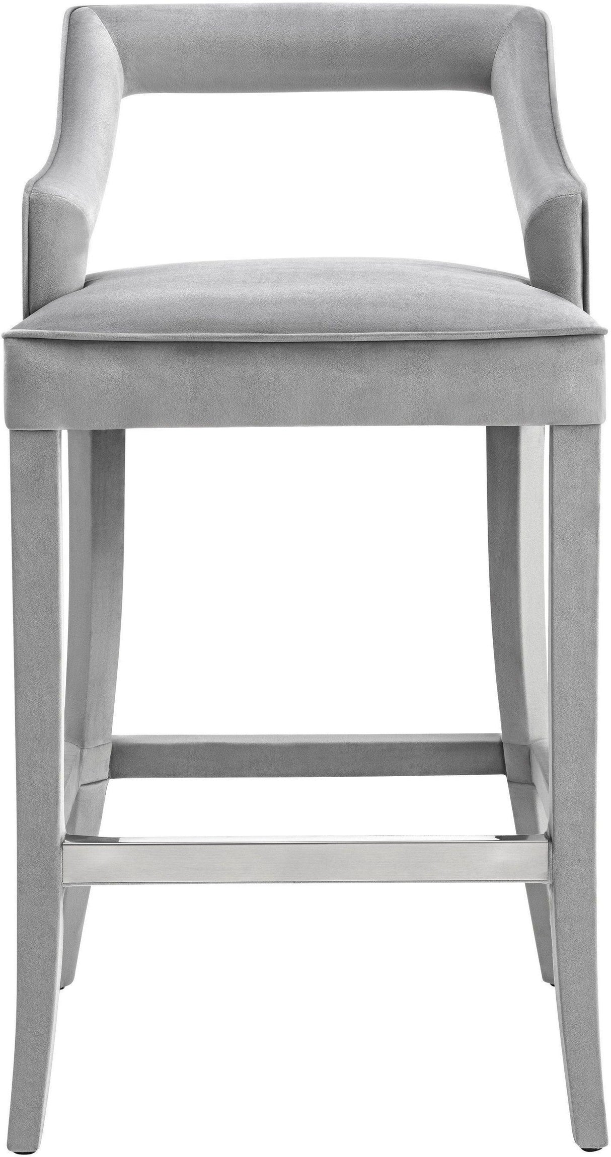 TOV Tiffany Grey Velvet Bar Stool