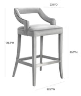TOV Tiffany Grey Velvet Bar Stool