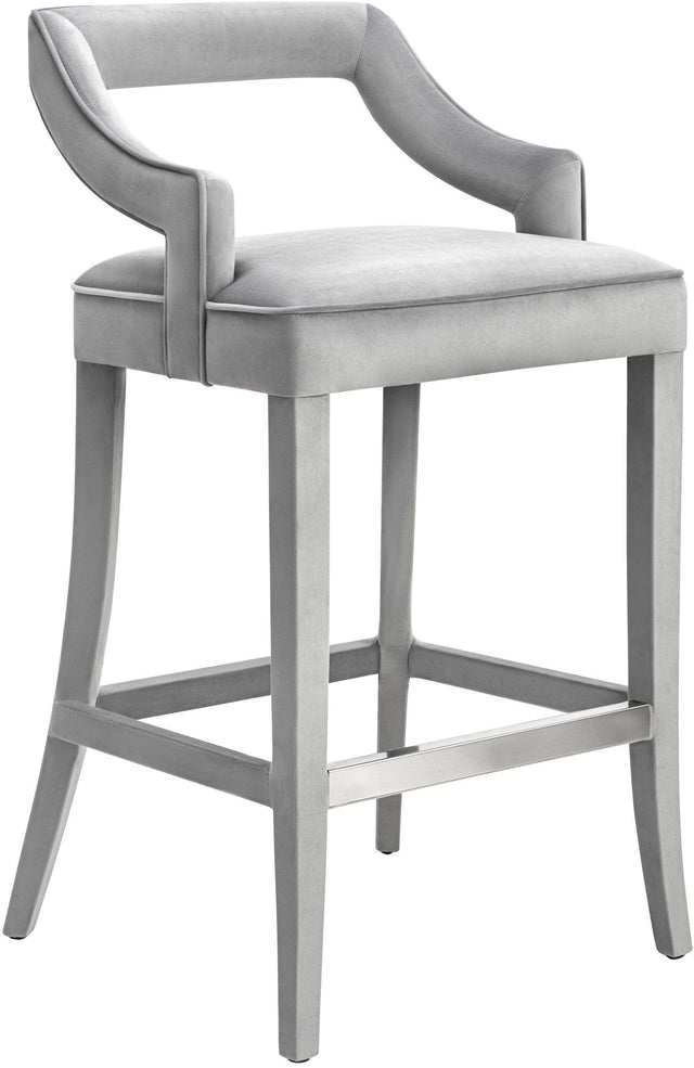 TOV Tiffany Grey Velvet Counter Stool