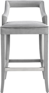 TOV Tiffany Grey Velvet Counter Stool