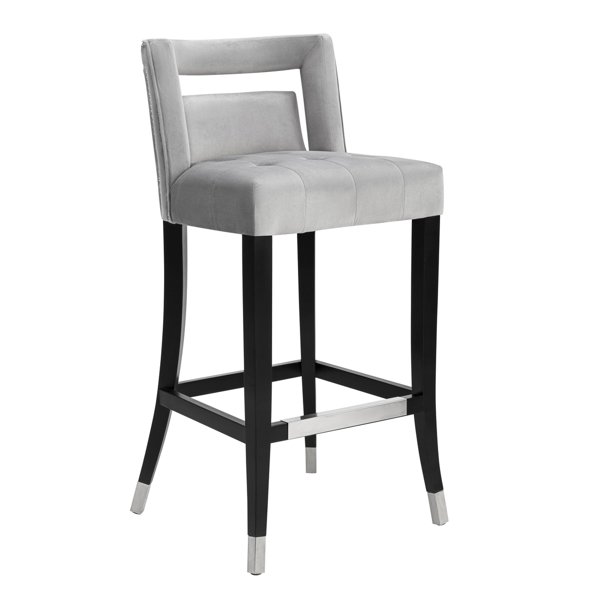 TOV Hart Grey Velvet Bar Stool