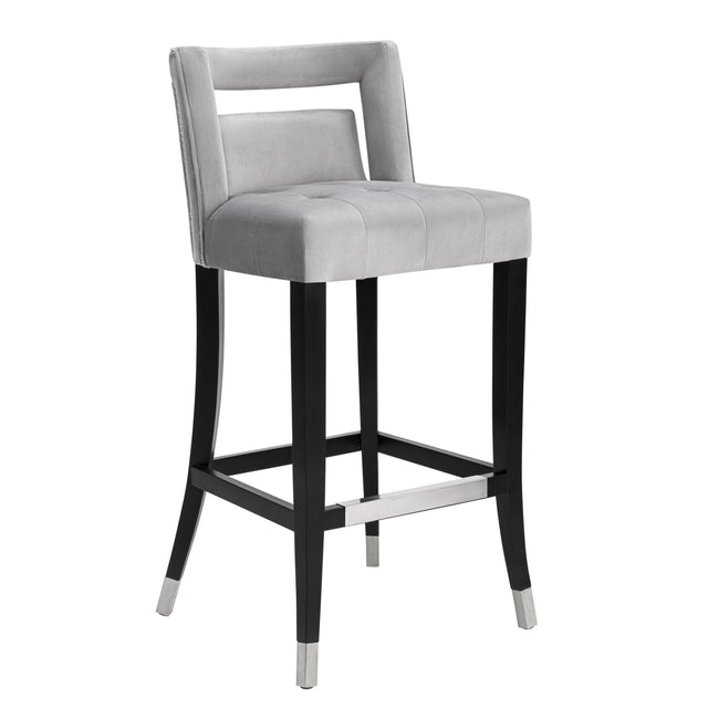 TOV Hart Grey Velvet Bar Stool