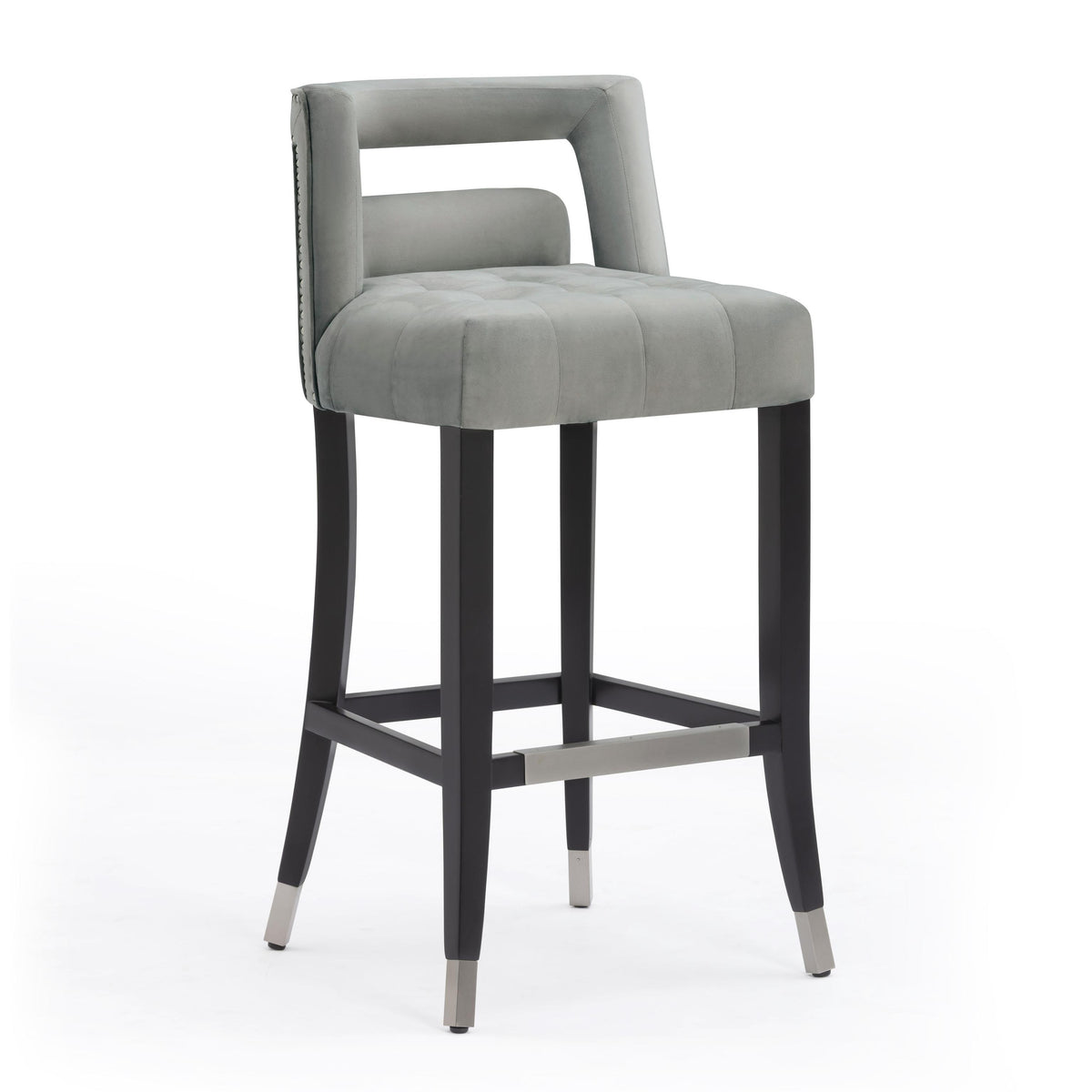 TOV Hart Grey Velvet Bar Stool