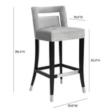 TOV Hart Grey Velvet Bar Stool