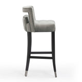 TOV Hart Grey Velvet Bar Stool