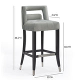 TOV Hart Grey Velvet Bar Stool