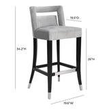 TOV Hart Grey Velvet Counter Stool