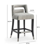 TOV Hart Grey Velvet Counter Stool