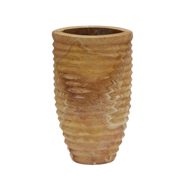 TOV Saava Ribbed Stone Vase in Sandstone
