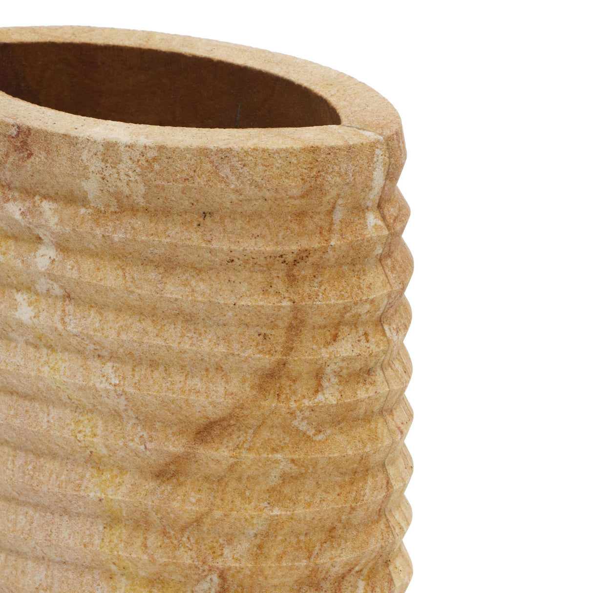 TOV Saava Ribbed Stone Vase in Sandstone