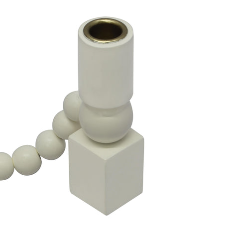 TOV Harrison Cream Wooden Candlestick