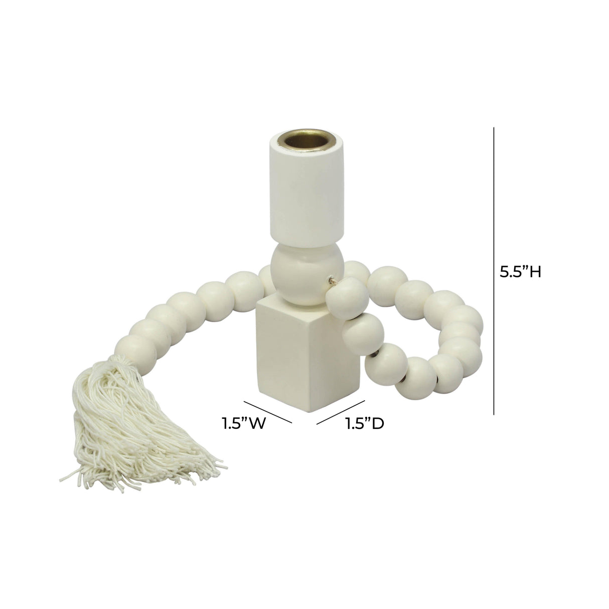 TOV Harrison Cream Wooden Candlestick