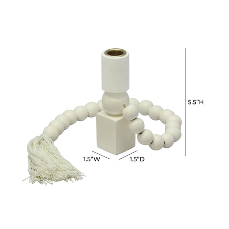 TOV Harrison Cream Wooden Candlestick