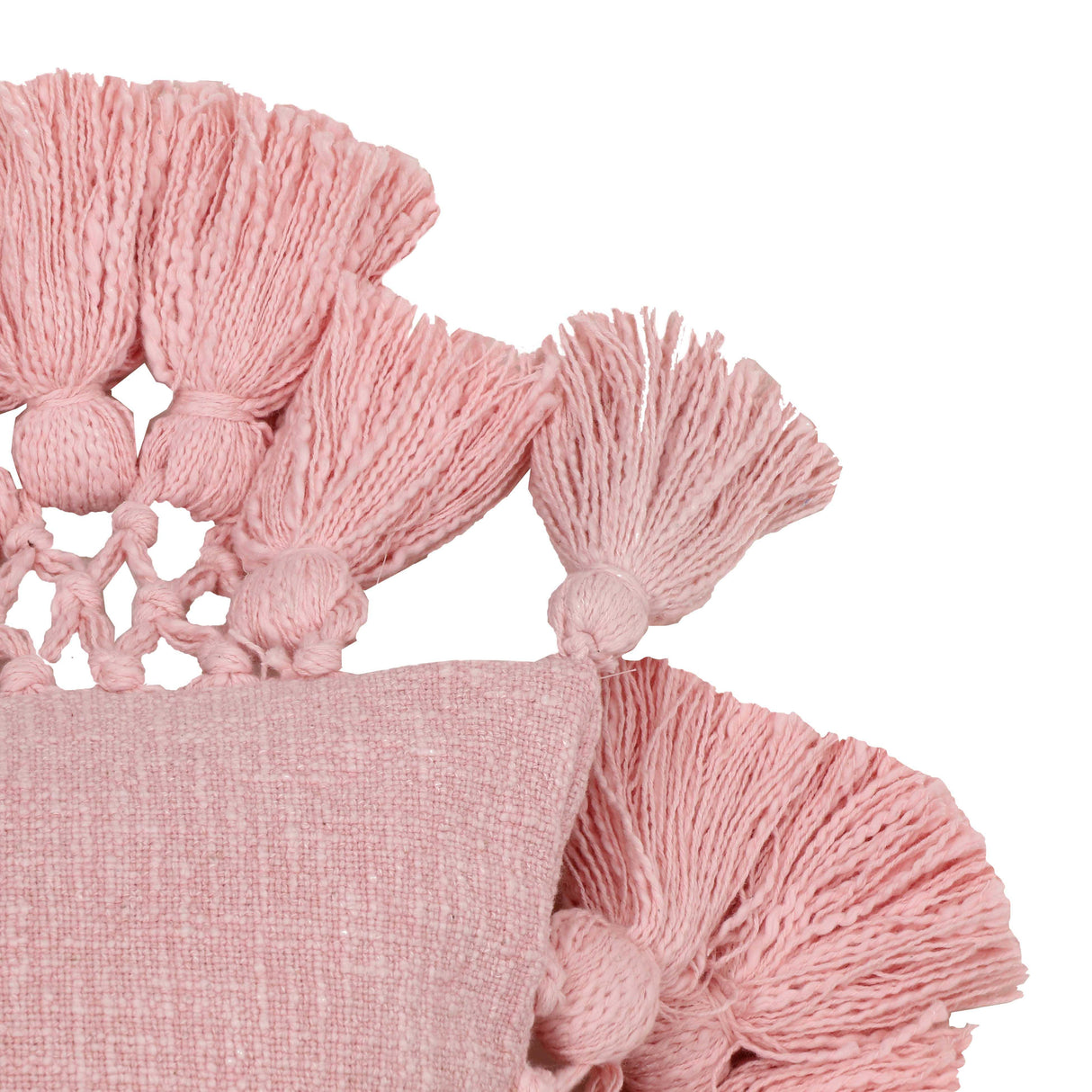 TOV Stone Washed Blush Pink Cotton Tasseled Pillow
