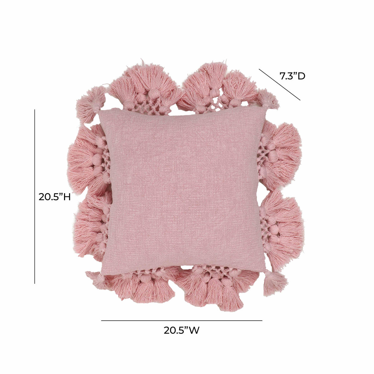 TOV Stone Washed Blush Pink Cotton Tasseled Pillow