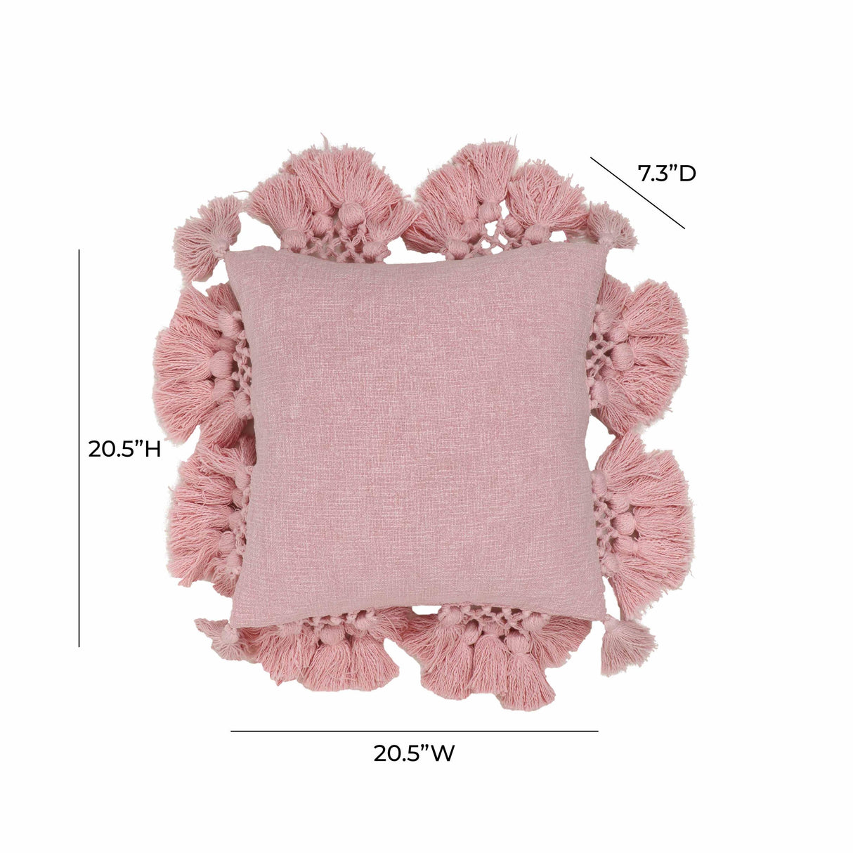 TOV Stone Washed Blush Pink Cotton Tasseled Pillow