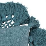 TOV Stone Washed Denim Blue Cotton Tasseled Pillow