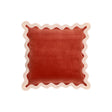 TOV Scalloped Edge Cream and Rust Cotton Velvet Throw Pillow