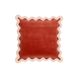TOV Scalloped Edge Cream and Rust Cotton Velvet Throw Pillow