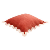 TOV Scalloped Edge Cream and Rust Cotton Velvet Throw Pillow