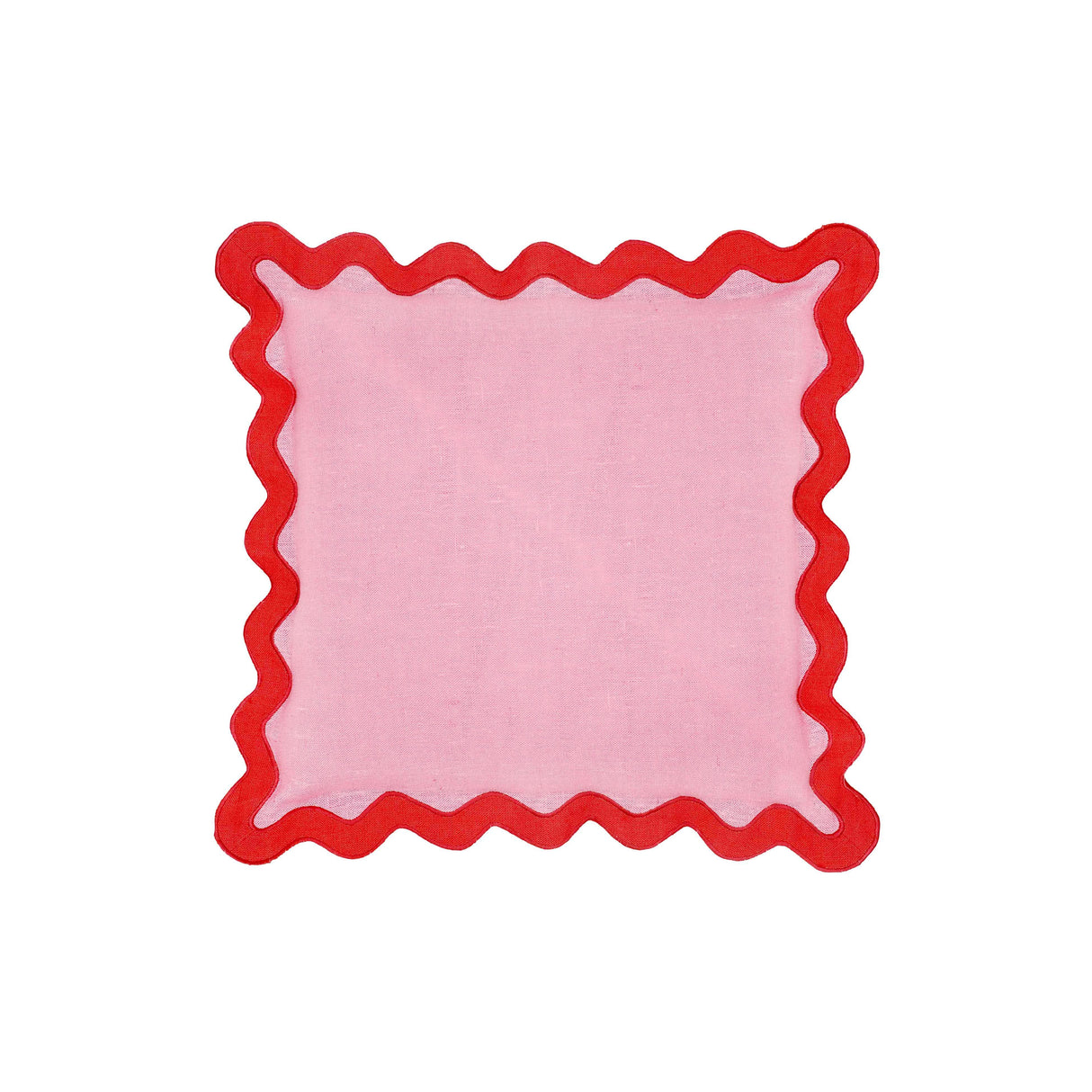 TOV Scalloped Edge Rust and Pink Linen Throw Pillow