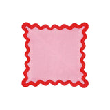 TOV Scalloped Edge Rust and Pink Linen Throw Pillow