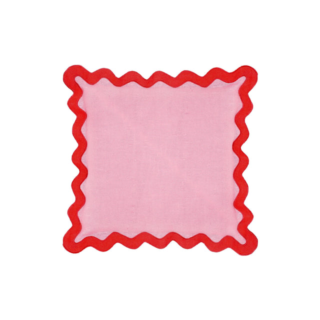 TOV Scalloped Edge Rust and Pink Linen Throw Pillow