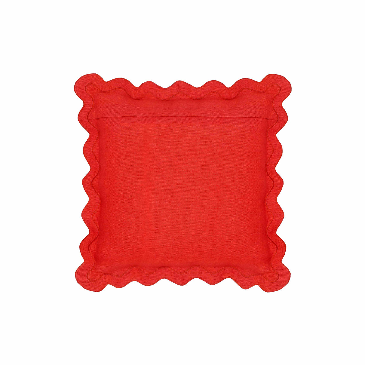 TOV Scalloped Edge Rust and Pink Linen Throw Pillow