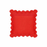 TOV Scalloped Edge Rust and Pink Linen Throw Pillow