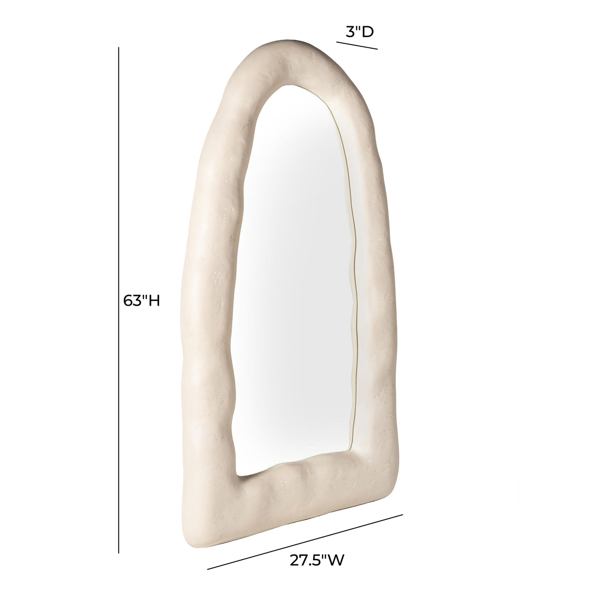 TOV Kaia Cream Textured Small Floor Mirror